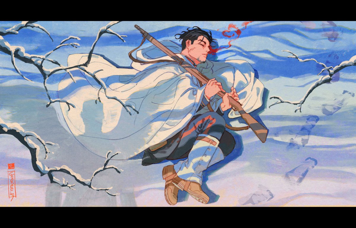 cheseely's tweet photo. i just keep drawing this guy in situations #goldenkamuy https://t.co/gyLqfcBfRe