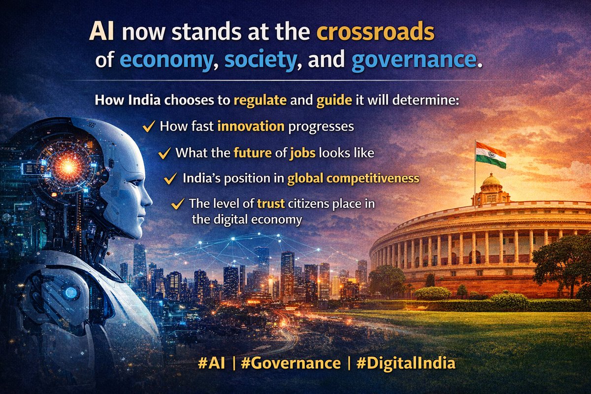premthakur005's tweet photo. India + AI = Historic Opportunity.
लेकिन असली सवाल यह है:
✅ Innovation को Space मिले 
✅ Citizens का Trust बना रहे 
✅ Jobs का Future Secure हो 
✅ Global Stage पर India Lead करे
Regulation + Growth
India के digital future का सवाल है। भारत इसके लिए तैयार है?
@GoI_MeitY #AISummit https://t.co/1PwPQ3Mji4