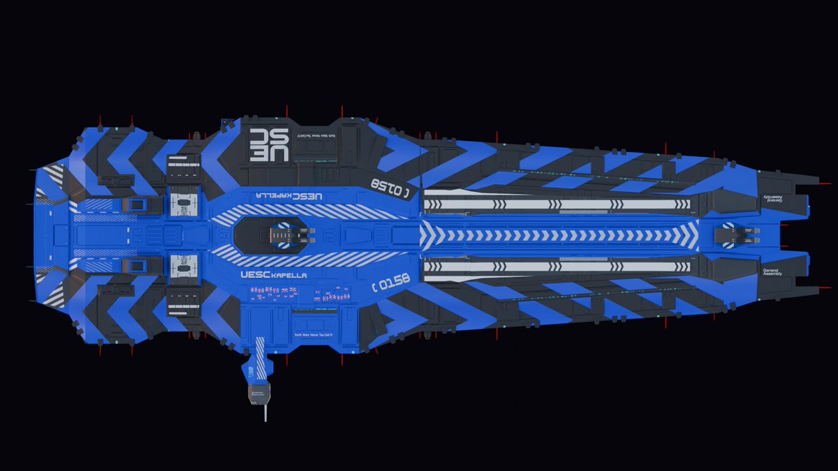 Marzac023D's tweet image. Broad strokes for decals on the upper hull + experimenting with victory mark designs.
#b3d #Homeworld #Marathon