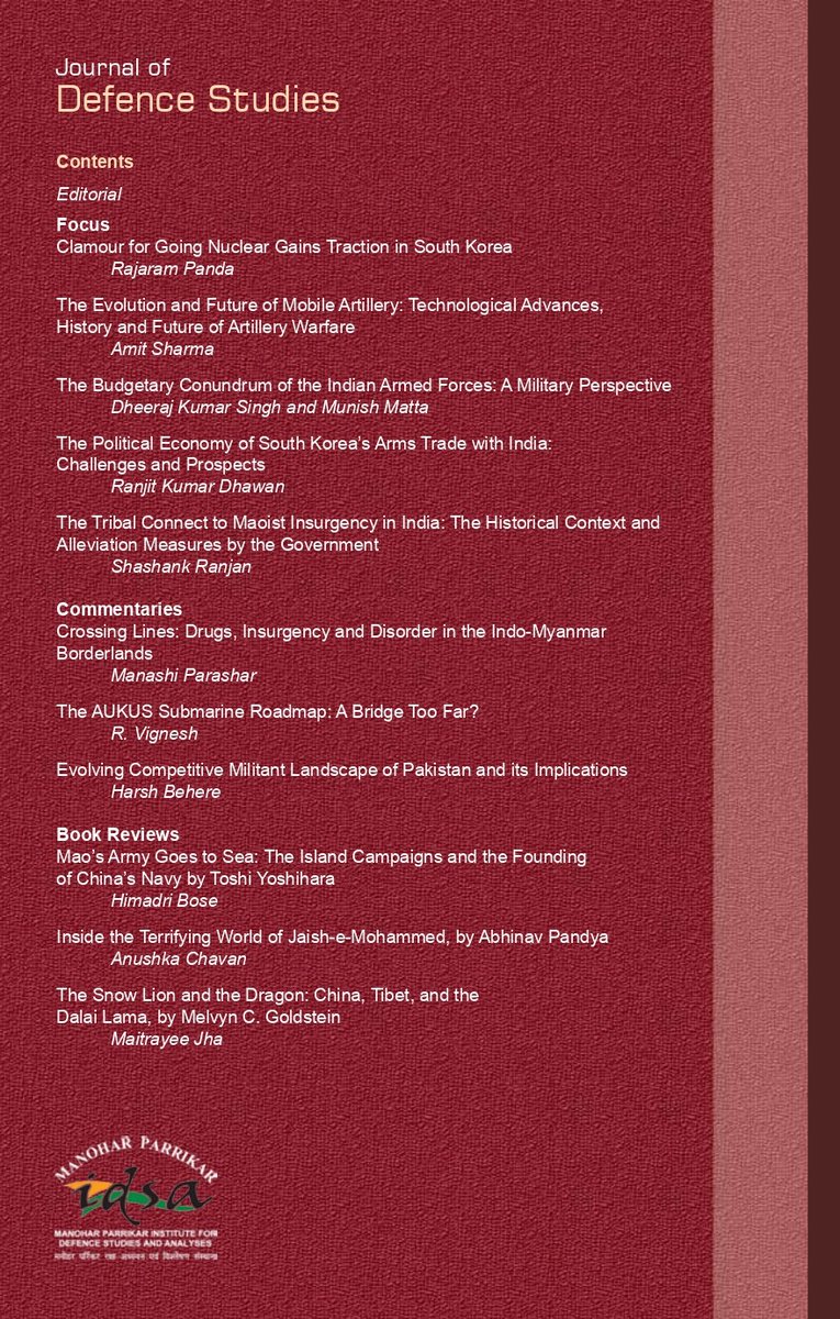 IDSAIndia's tweet photo. The October-December 2025 issue of the Journal of Defence Studies is out. This issue features five articles, three commentaries and three book reviews. 

https://t.co/G7a364ojKs https://t.co/eLKHaS0lCE