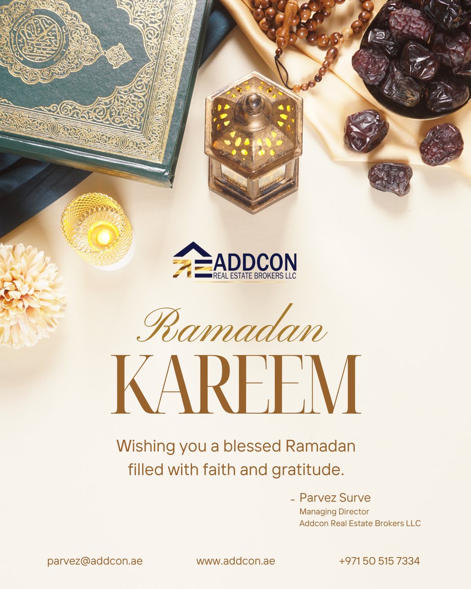 AddconRealtors's tweet photo. As the holy month begins, we at Addcon Real Estate Brokers LLC wish you and your loved ones a blessed Ramadan. May this month of reflection bring peace, prosperity, and harmony to your homes. 🌙✨
Ramadan Kareem from our family to yours.
#RamadanKareem #AddconRealEstate https://t.co/fYr22Kxm01