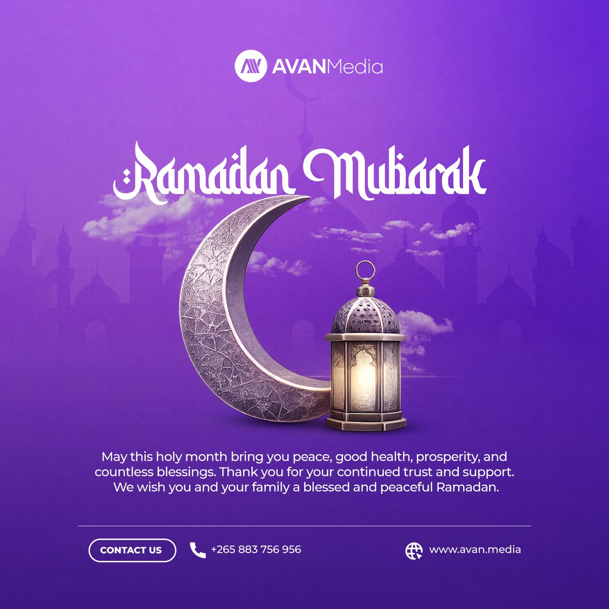 avanmedia3's tweet photo. 🌙 Ramadan Mubarak to all!
May this blessed month bring peace, forgiveness, and countless blessings to you and your family. May your prayers be accepted and your hearts be filled with gratitude and kindness
#AVANMedia #ramadan #CreativePower #DigitalCreative https://t.co/UklGYIb0Rh