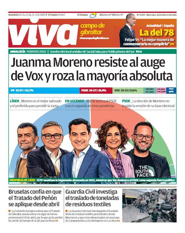 ¡Buenos días, Campo de Gibraltar! 👋 

🗞️Esta es nuestra portada de este 18 de febrero de 2026. 

🔗 Puedes descargarte el PDF completo en 👉🏻 is.gd/UK35iu