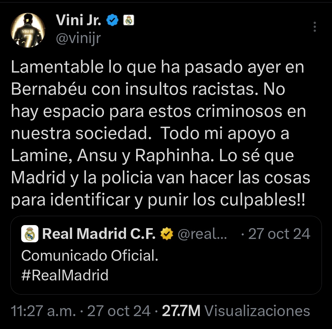 KevBol7's tweet photo. @_Futbolero_ @KMbappe @vinijr Vini el primero en pronunciarse en defensa de lamine, siempre quedas como payaso provocador e insitador https://t.co/JqROcxPl0F