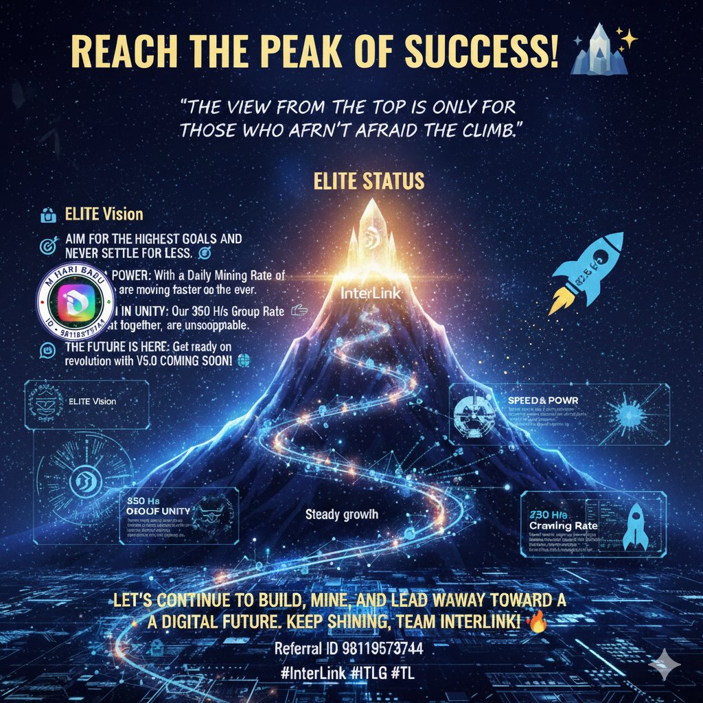 MHariBabu115722's tweet photo. Success isn’t built alone — it’s built together With our growing InterLink community,every step forward brings us closer to the peak
📈 Power in unity
🚀 Speed & performance
🔮 Future-ready with V5.0 coming soon
Refferal 98119573744
#ITLG #InterLink #ITL #TeamWork #EliteVision https://t.co/v95mD2l308