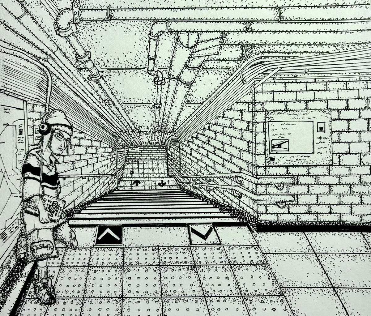 NickDuerr's tweet photo. Ink #Drawing - Subway Tunnel #art https://t.co/oOmPE2cwjU