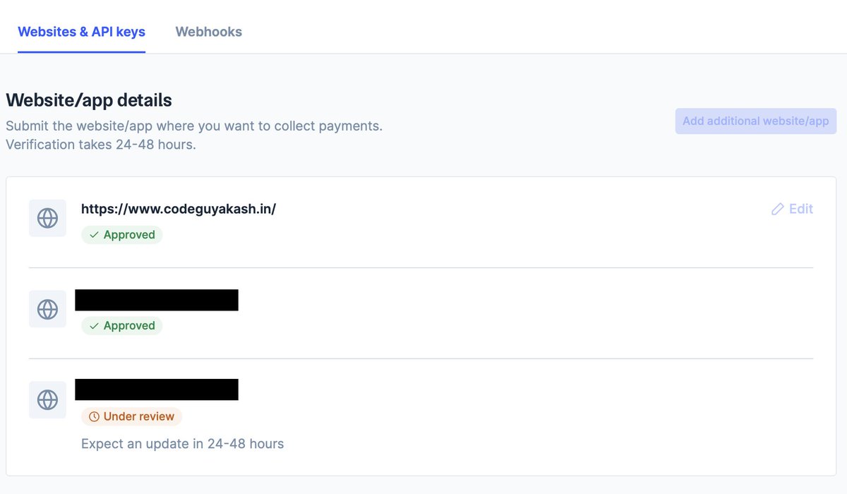 Hey <a href="/Razorpay/">Razorpay</a> 👋
Developer UX feedback: If a wrong domain is added, it goes straight into a 24–48h review with no confirmation or edit option. If rejected, it’s time lost.

Suggestion: Enter domain → Submit for review → then start review.

A small confirm step can improve UX 🚀