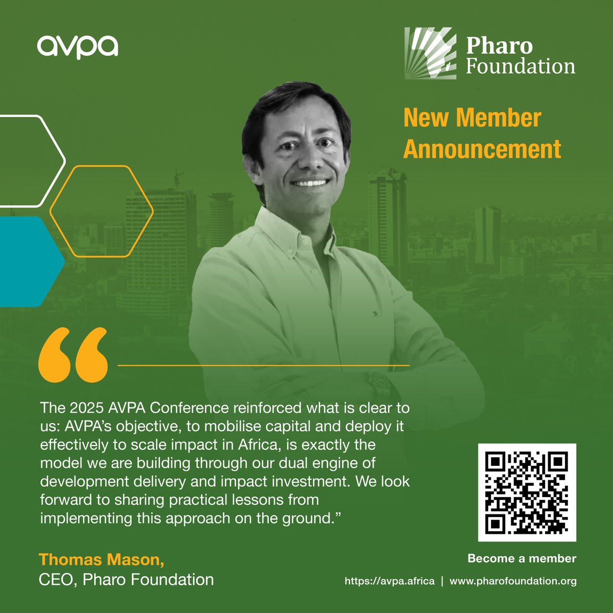 _avpa_'s tweet photo. We are excited to welcome Pharo Foundation to the #AVPA community๐
Learn More: https://t.co/QdEZXGfqdy
Join a growing network of organisations shaping Africaโs impact future. ๐๐๐๐จ๐ฆ๐ ๐๐ง #AVPAMember ๐ญ๐จ๐๐๐ฒ: https://t.co/tDtlkFyR03
#ImpactInvesting #SDS #Africa https://t.co/Dg90OIKtt1