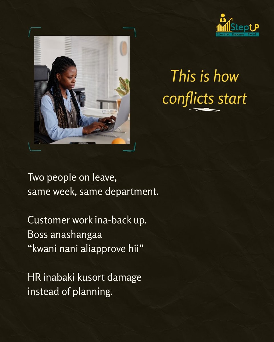 Stepup_HRMS's tweet photo. “Niaje boss, leave yangu iliapprove ama bado” is a system problem.

Step-Up HRMS gives you self service, live balances and a clear team calendar.

Run Pro free for one month and stop gambling with leave.
https://t.co/nIK0NMTPjM

#StepUpHRMS #LeaveManagement #HRKenya https://t.co/1cNcipDOqC