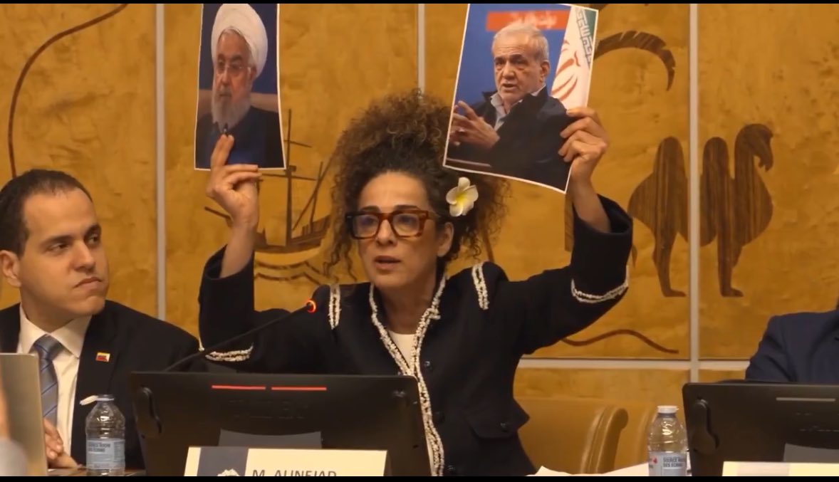 CSHRIran's tweet photo. “You call them reformists, we call them killers,”  - @AlinejadMasih at @GenevaSummit https://t.co/xfUMoSUdWp