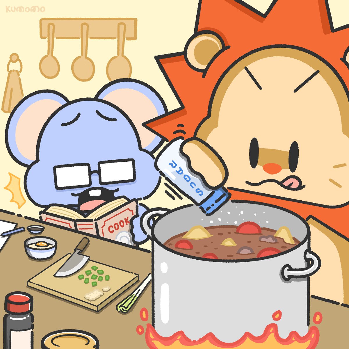 ปรุงตามสูตร vs ปรุงตามใจ 
แบบไหนอร่อยถูกใจมากกว่ากัน? 😋 
#kumomo #cooking #doodle
#illustration #characterdesign