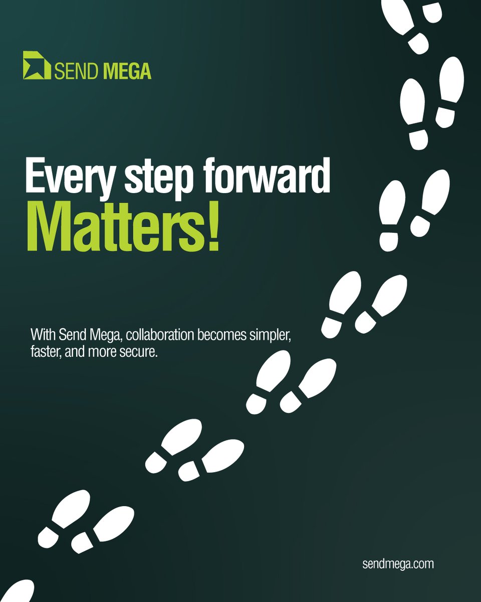 SendMega1's tweet photo. EVERY STEP FORWARD MATTERS!

✨ Simpler Collaboration
✨ Faster Results
✨ More Secure

Visit us at: https://t.co/qr5qK2DqPD

#SendMega #Teamwork #Efficiency #CollaborationTools #TechSolutions #Progress https://t.co/3JZIcxmhC2
