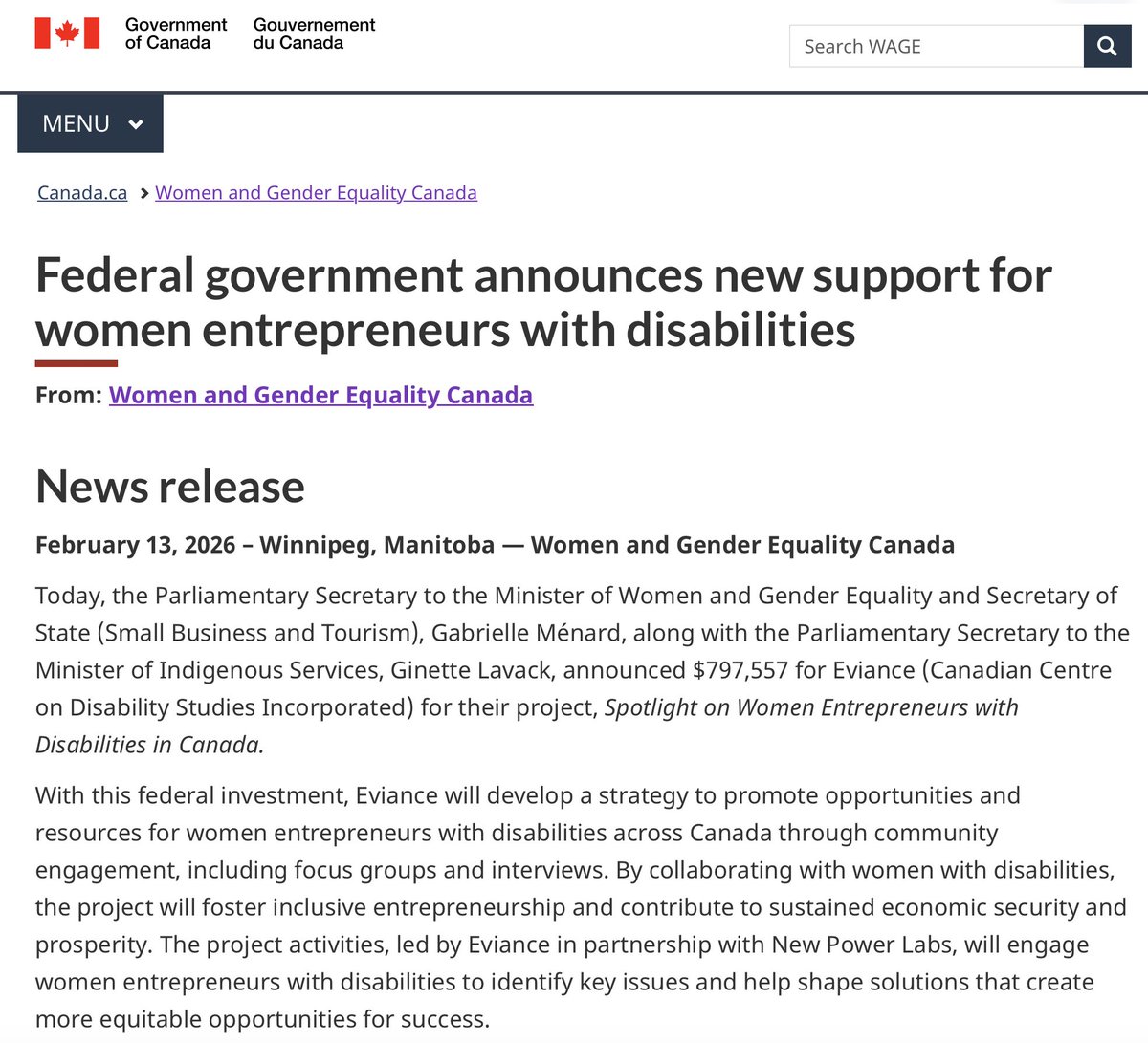 Because men with disabilities do not exist in Canada.