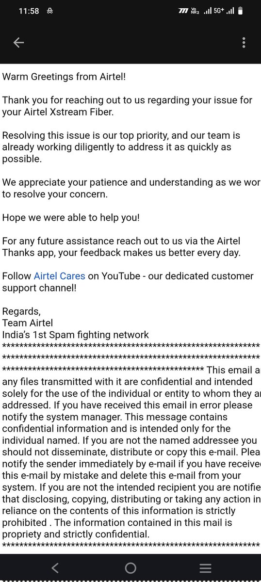 chennaski's tweet photo. @Airtel_Presence and @airtelindia.  "Airtel's 'Immediate Attention' means sending the same template 3 times in 8 days while holding my money. Is this 'India's 1st Spam fighting network' or the 1st Spam sending network" https://t.co/9lC7HIfk9o