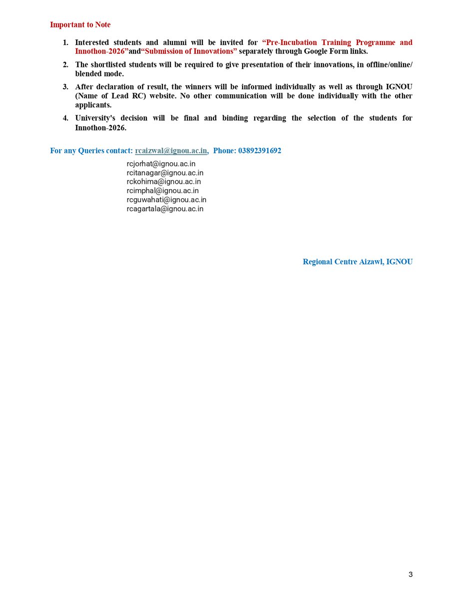 Pre-incubation Training Programme for IGNOU Learners and Alumni
Registration Link: forms.gle/s2q7L7s8oUwgKG…