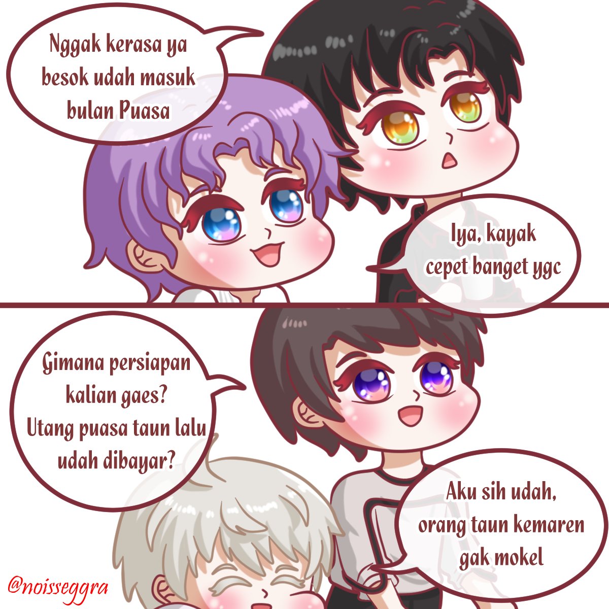 Kai_Noisseggra's tweet image. AU spesial Ramadan (●'▽'●)ゝ
English version below 👇
.
Disclaimer : this is completely AU and FANmade. If it's not to your liking, please kindly scroll away. Thank you 🤗
.
.
#LoveandDeepspace #ramadan #noisseggra #lndsea #xavier #zayne #rafayel #sylus #caleb #fasting