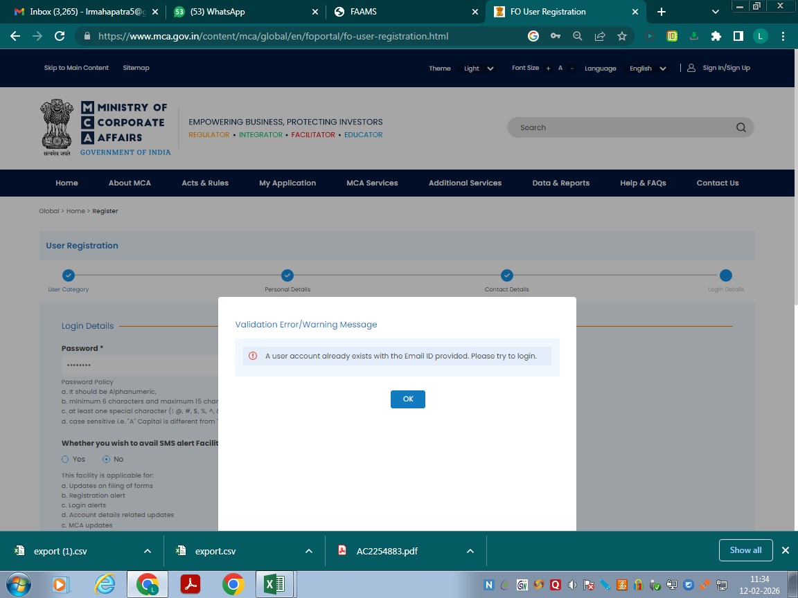 rupesh3991's tweet photo. @MCA21India I have raised a service complaint on MCA portal but facing issue. unale to create login and register dsc
Ticket No: FO_202602093065578 @HelpdeskMCA21V3 https://t.co/02bIuBUlP7