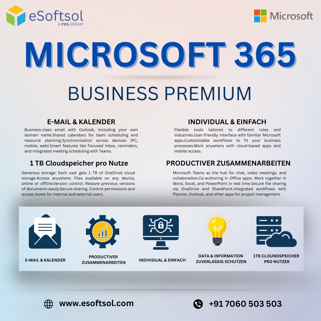 esoftsolinfo's tweet photo. Microsoft 365 Business Premium – Empowering Modern Workplaces https://t.co/mPb3QXYWaA