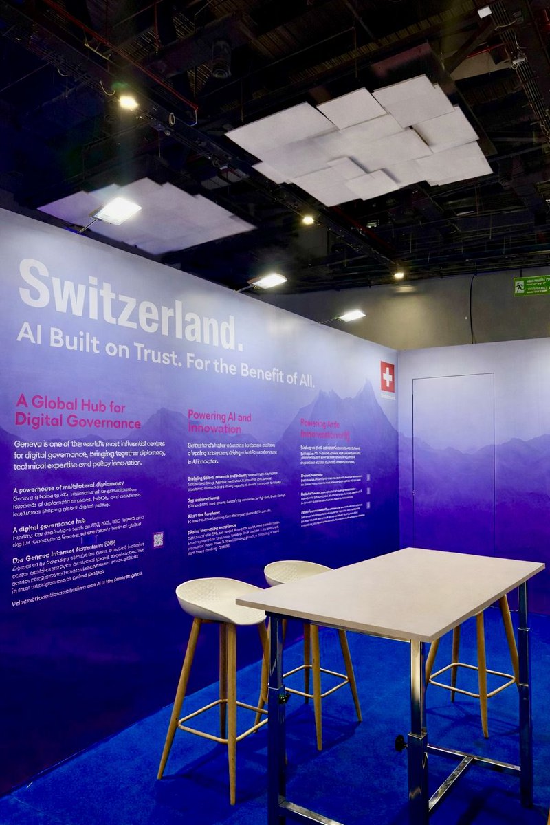 SwissEmbassyIND's tweet photo. 🇮🇳 AI Impact Summit | Meet us at the🇨🇭Pavilion!
Yesterday marked the first day of the🇨🇭Pavilion at the #AIImpactSummit - showcasing Switzerland’s approach to AI: innovation, precision, and trust.
The star of the show: CyRo, an Indo-Swiss robot developed by @CynLr00.
#SwissAI https://t.co/KU0nF1Jmgh