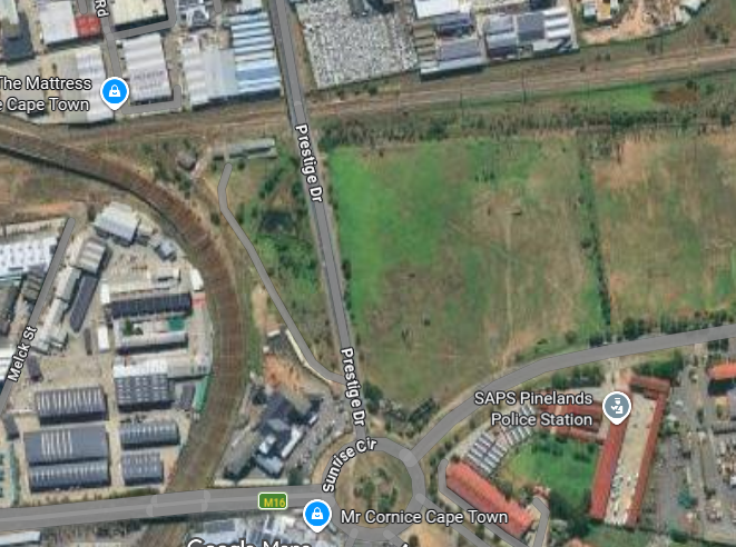 lok8it's tweet photo. @RyanCoetzee This unused derelict  government owned  vacant land in Pinelands is a prime example of "The South African state sits on a multitude of dead or underperforming assets that should sold" https://t.co/CrHeBruY3a