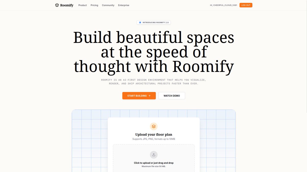 asifdevx's tweet photo. 🚀 Check out Roomify – AI-powered 2D-to-3D architectural visualization! 🏡✨

Turn floor plans into photorealistic 3D renders with AI, persistent hosting, and dynamic galleries.

Live Demo: https://t.co/EnwdIRyLAu

#AI #Architecture #WebDev #Roomify https://t.co/O6IeR7PesJ
