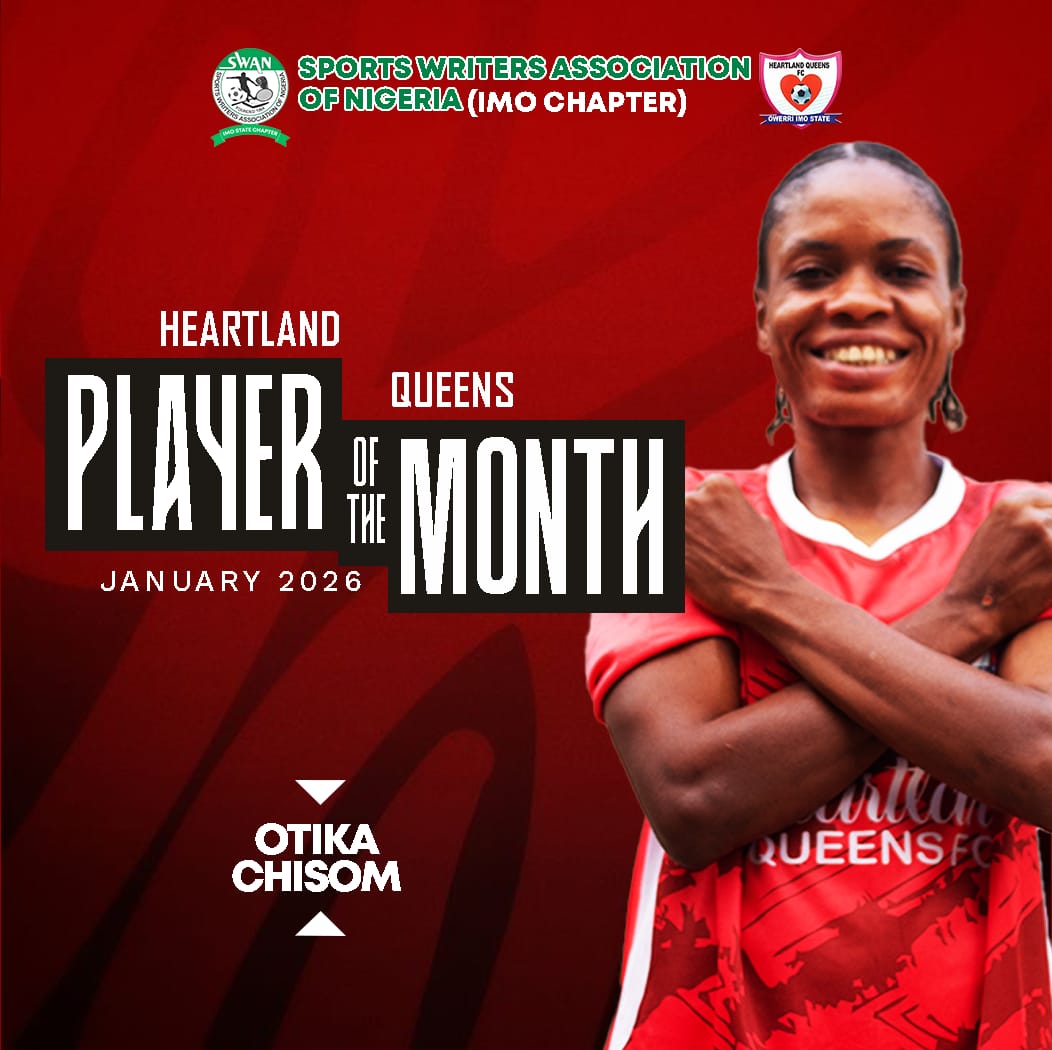 IMOSWAN1's tweet photo. The Sports Writers Association of Nigeria (SWAN), Imo State Chapter, is pleased to announce the emergence of defender, Chisom Otika as the Imo SWAN Heartland Queens Player of the Month for January 2026. https://t.co/FVKc0sPgvL