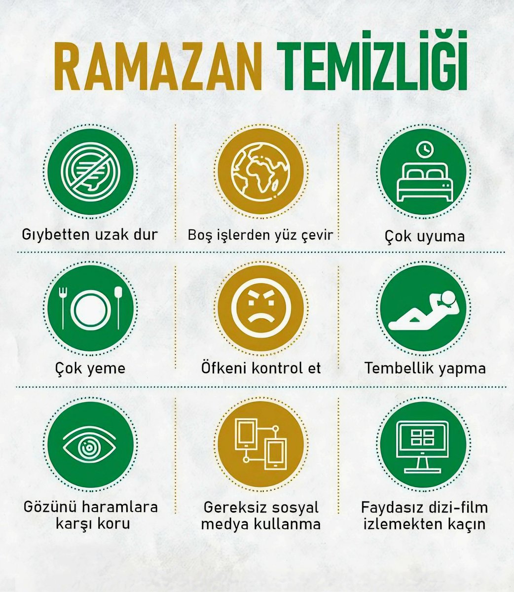 Es-Selâmu Aleyküm 
Hayırlı ve bereketli sabahlar diliyorum inşâAllâh 

MÜBAREK RAMAZANDA 👇

UYGULANMASI GEREKEN 
MANEVİ REÇETE 🌙