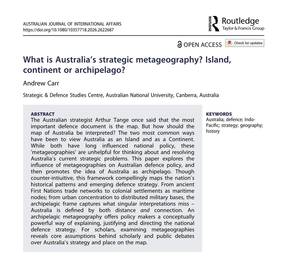 Australian Journal of International Affairs. tweet media