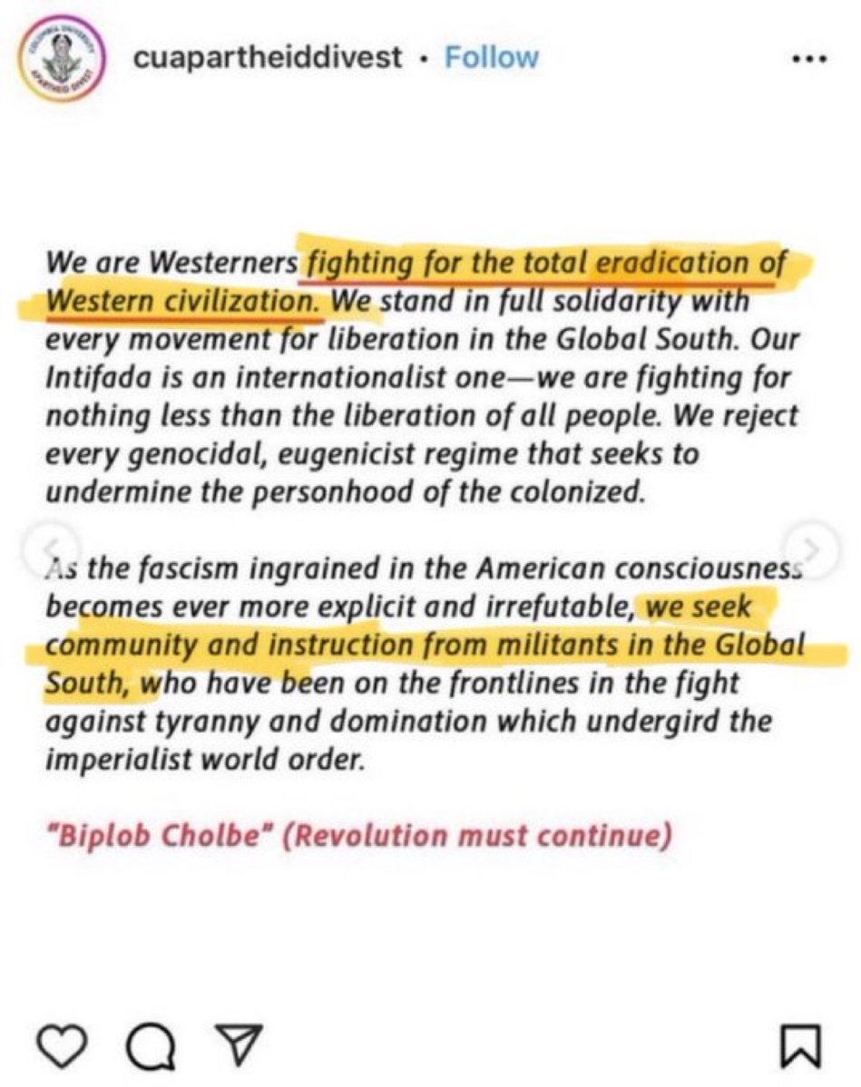 EYakoby's tweet image. Students for Justice in Palestine at Columbia University: "We are fighting for the total eradication of Western civilization."

This entire movement is fundamentally anti-American.