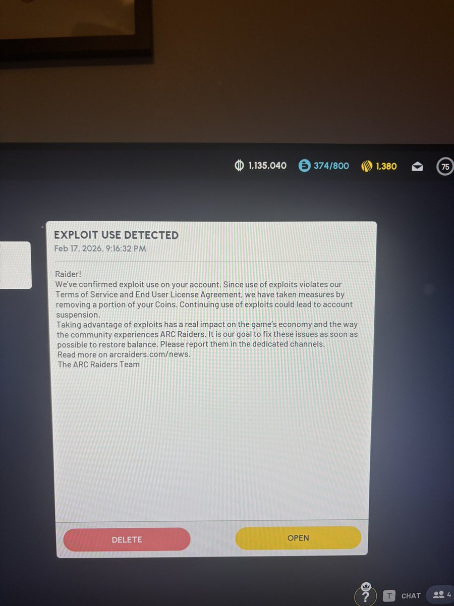 Update on the Arc Raiders Duck Duplication glitch.. They took all Six Million I made on the exploit away from me. Still a millionaire and not running free kits 😈