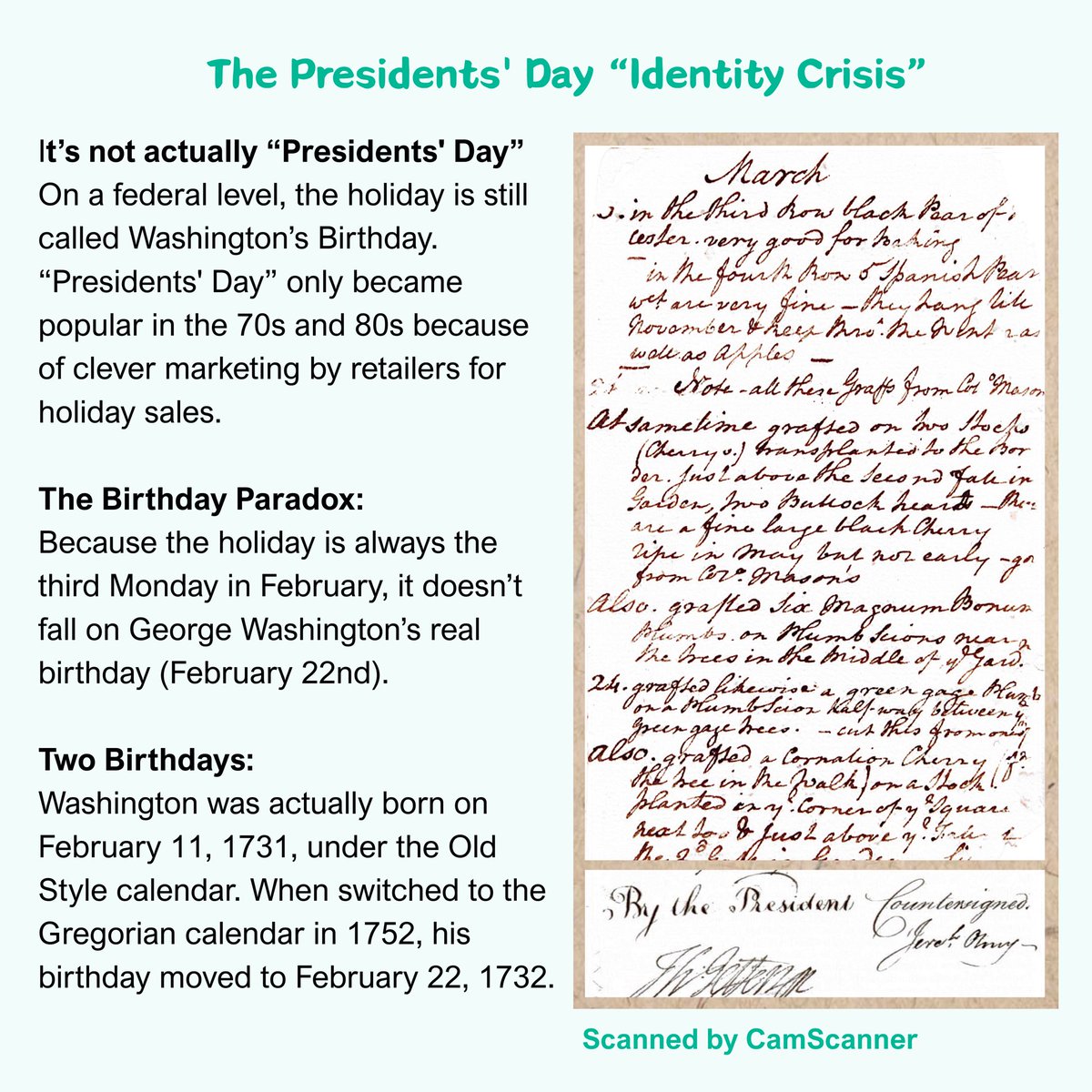 CamScanner's tweet image. From George Washington’s meticulous manuscripts to today’s digital archives. Let's celebrate Presidents' Day by organizing your files with CamScanner! #camscanner #scannerapp #saveimportantdocsincamscanner #PresidentsDay #Washington