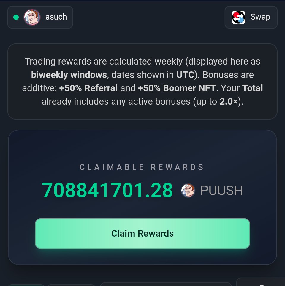 Platform rewards landed! I gotta say it pays to PUUSH da button! 🔴🔵 It's free (minus gas) to play the Daily Bonus as well! <a href="/PUUSHDABUTTON/">puush.fun</a> PUUSH.fun