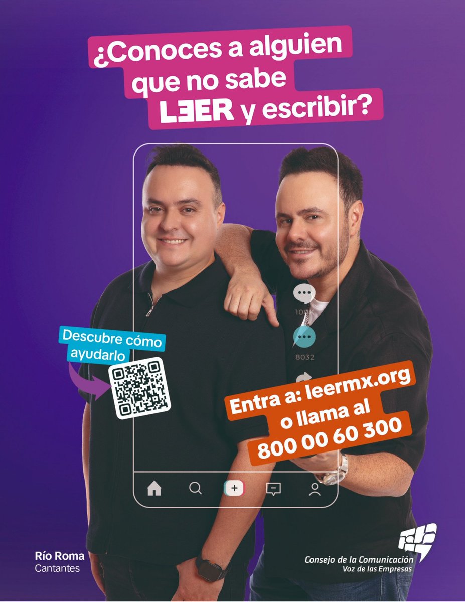 ¿Conoces a alguien que no sabe   leer y escribir?
descubre como,
entra a: leermx.org
o llama al 800 00 60 300
@consejocc #Vozdelasempresas
<a href="/RioRomamx/">Río Roma</a>