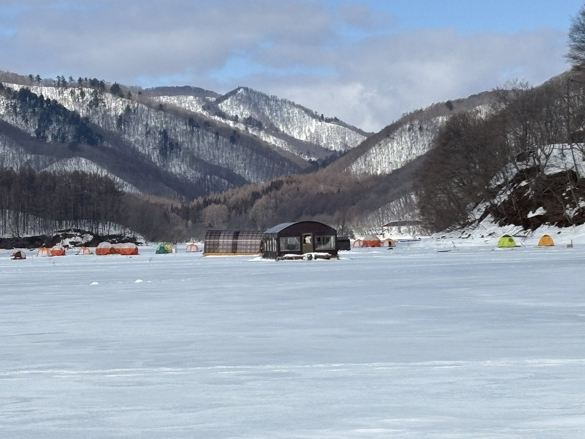 FishingLine03's tweet photo. 昨日17日桧原湖へワカサギ釣りに行って来ました🎣民宿ひばらわか月釣り座18番！
釣果はついに一桁となりました､､､5匹です😅毎回厳しくなっていくような感じです。
因みにてっぺんの涌井さんは釣り座10番、ニ番手の越田さんは16番でした。
早稲沢のテント終了との事です😢 https://t.co/D4OsUDYKje