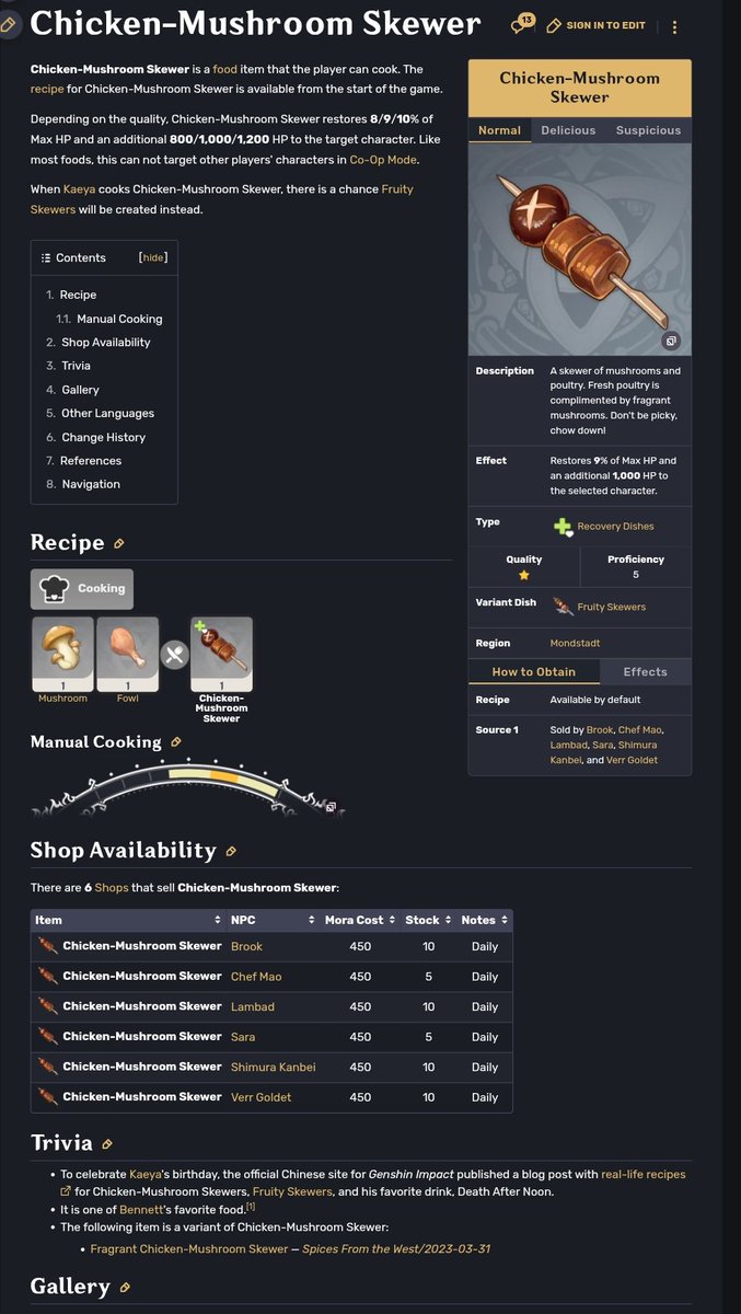 What was the lore aga- Ah, Chicken-Mushroom Skewer