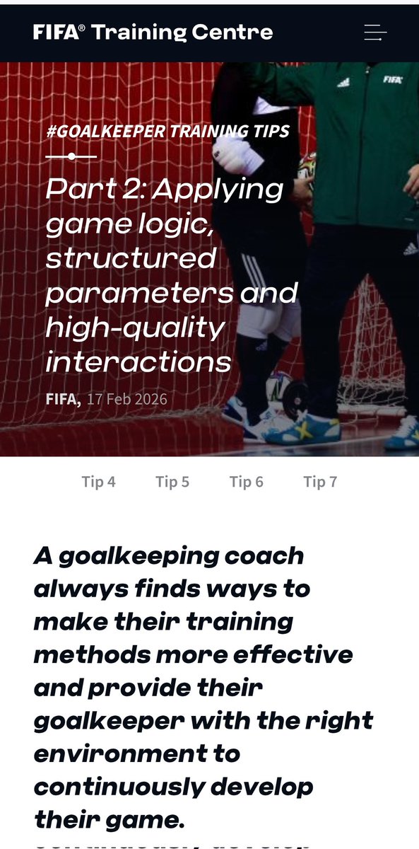 2ª entrega del Webinar "10 consejos para hacer más efectivas tus sesiones de entrenamiento de Porteros" del FIFA Training Centre
fifatrainingcentre.com/en/practice/fu…
2nd installment of the Webinar "10 tips to make your Goalkeeper training sessions more effective" from the FIFA Training Centre