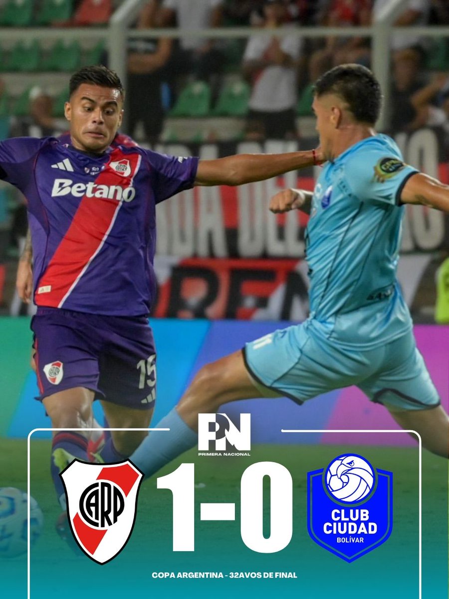 ❌️🏆 CERCA DE LA ÉPICA 

River 1-0 Ciudad Bolívar 

El Celeste cayó a pocos minutos del final frente al Millonario y quedó afuera de la Copa Argentina.
