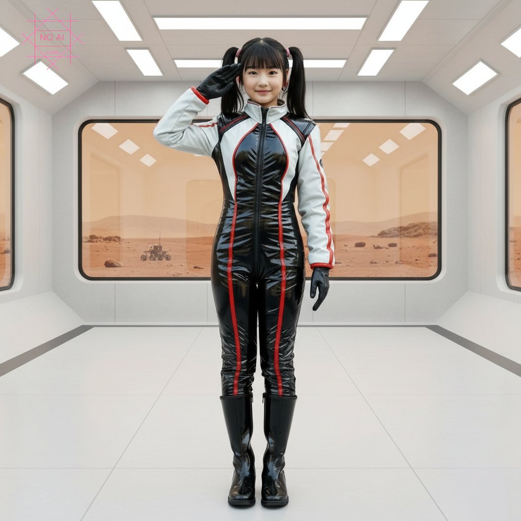 うちの娘8
この娘もやっぱり初期
この構図にしたのは最近だけど～元画は2024年11月28
舞台は火星
#宇宙服 #ぴっちりスーツ #パイロットスーツ #エナメル #ラテックス #spacesuit #bodySuit #pilotsuit #PVC #latex #Rubber