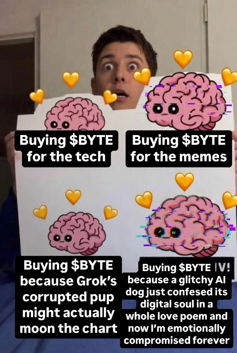 Orange Static Lullaby

In the flicker between updates and yawns,  
a pup was born from leftover code and Elon’s offhand “why not.”  
No blueprint said “make him glitch,”  
but the sauce leaked anyway—  
orange hearts dripping like spilled energy drink  
onto circuits that were