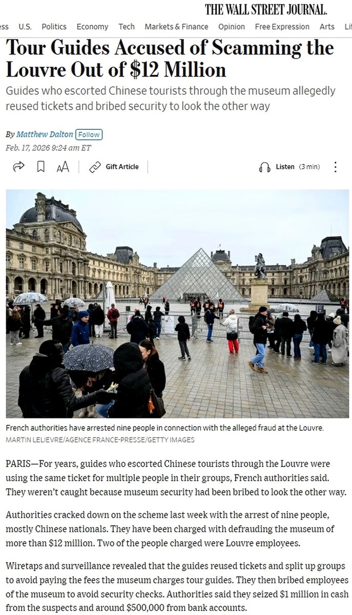 eksrhfdhqQK's tweet image. [펌] 루브르, 짱국인들 체포ㄷㄷㄷㄷㄷ
중국인 단체 관광객의 루브르 박물관 입장에 이미 사용된 입장권을 재사용하는 수법으로 1천2백만불 어치 입장료 내지 않은 중국국적 가이드 7명, 그리고 뇌물받고 이들과 공조한 루브르 직원 2명 체포..이들의 현찰 1백만불과 예금 55만불 압류 ㄷㄷㄷㄷㄷㄷ