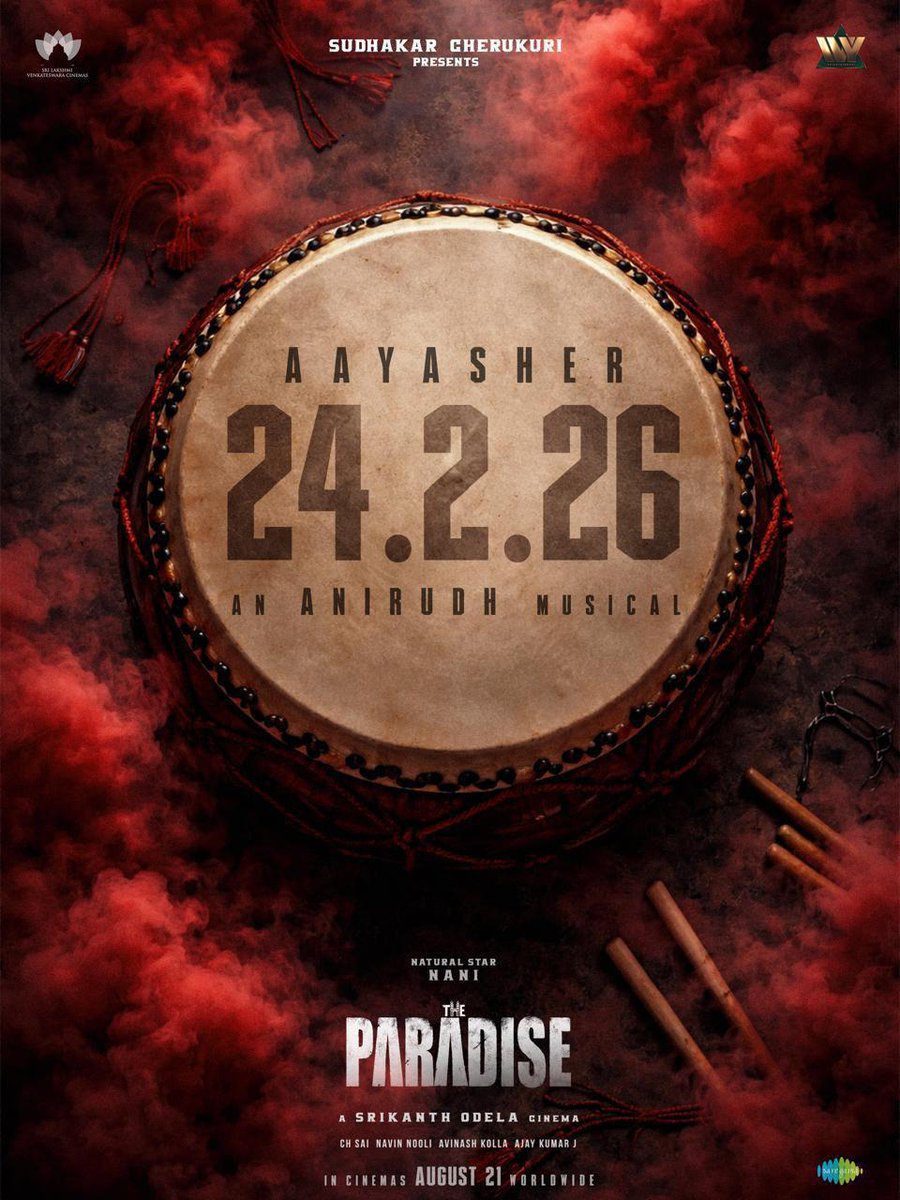 The special day will be marked with MAYHEM 🔥🥁

AayaSher 🦁 from The Paradise out on 24.2.26. 

GRAND RELEASE WORLDWIDE ON AUGUST 21st, 2026 ❤‍🔥
#Paradise