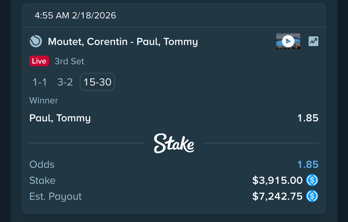 MossWard's tweet photo. Paul needs to finish strong vs Moutet here, don’t do me dirty pls 🙏 Delray Beach Open

Comment your Stake username — $200 giveaway if we cash 👇🏻 https://t.co/VoUC30HY8c