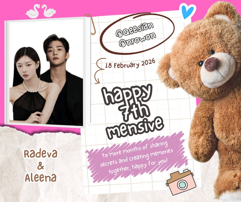 It’s such a lovely feeling to look back on the time you’ve spent together and realize how much those small moments have added up. Keep being exactly who you are, hope you guys always happy and share a lot of love together. Happy 7th mensive <a href="/Qeesian/">ዪ ..🧶🐈‍⬛ 𝑺ian.</a> and <a href="/nrowon/">ዪowoon ❃</a> 💙🩷