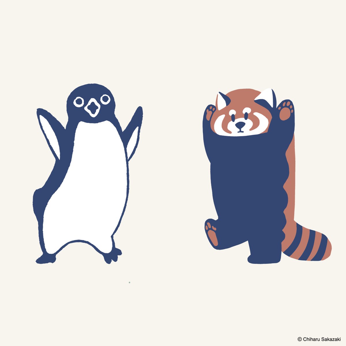 イカク勝負のお相手はペンギンさんでした！✨

#さかざきちはる