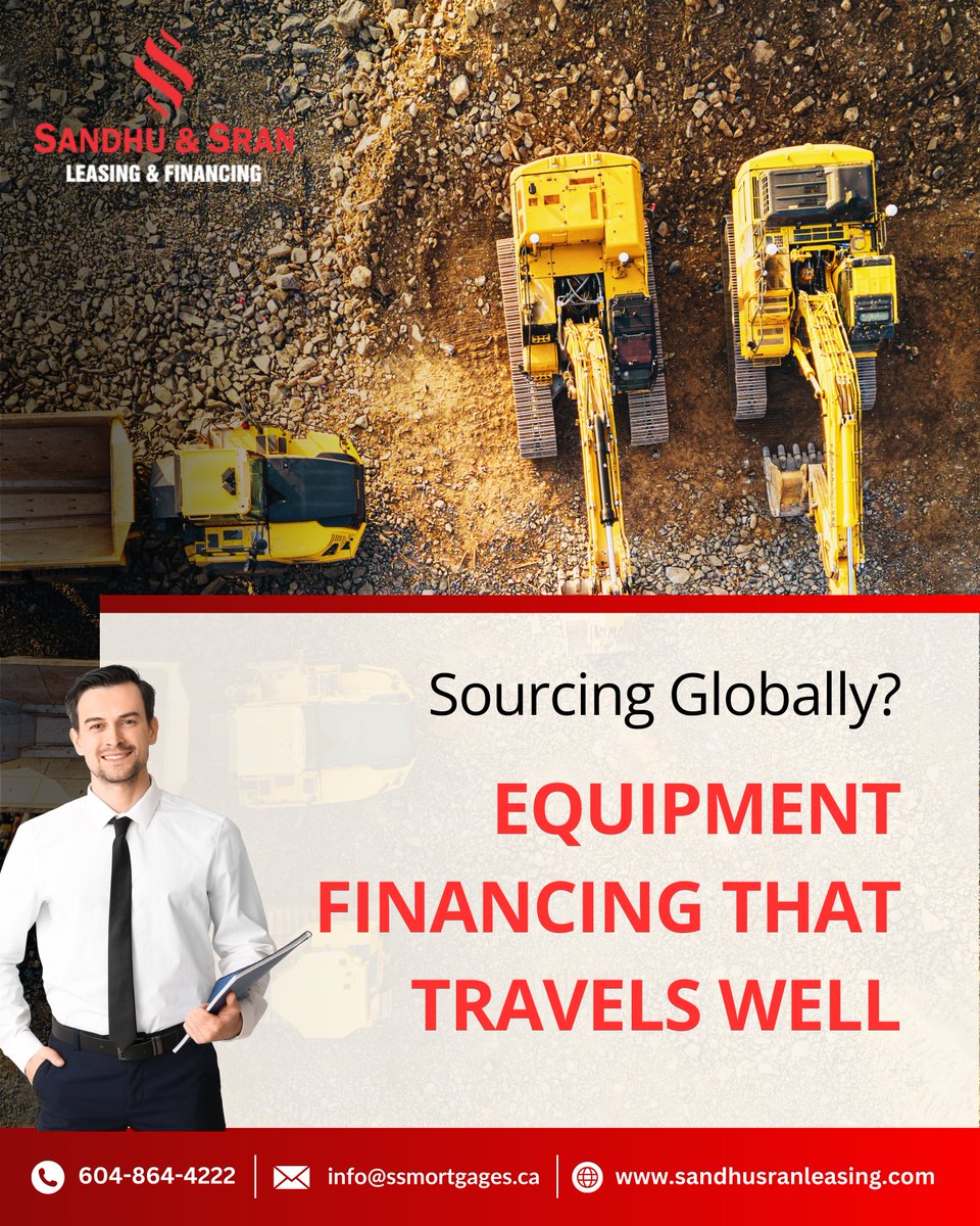 ssleasing's tweet photo. Imported equipment can save money—but funding and logistics get tricky. We structure financing around timelines, currency, and commissioning so global buys run smoothly.
📞 +1 604-864-4222
🌐 https://t.co/AHjP8GfytK
#ImportedEquipment #GlobalTrade #SMEFinance #SandhuSranLeasing https://t.co/Pc3RaElBk8