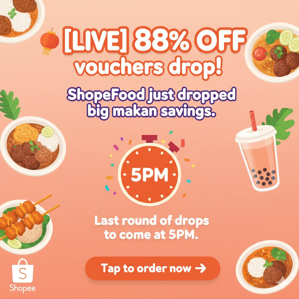🏮 [LIVE] 88% OFF vouchers drop

ShopeeFood just dropped big makan savings. Last round of drops to come at 5PM. Tap to order now 👉🏻spf.shopee.com.my/9zsN7PTrF7