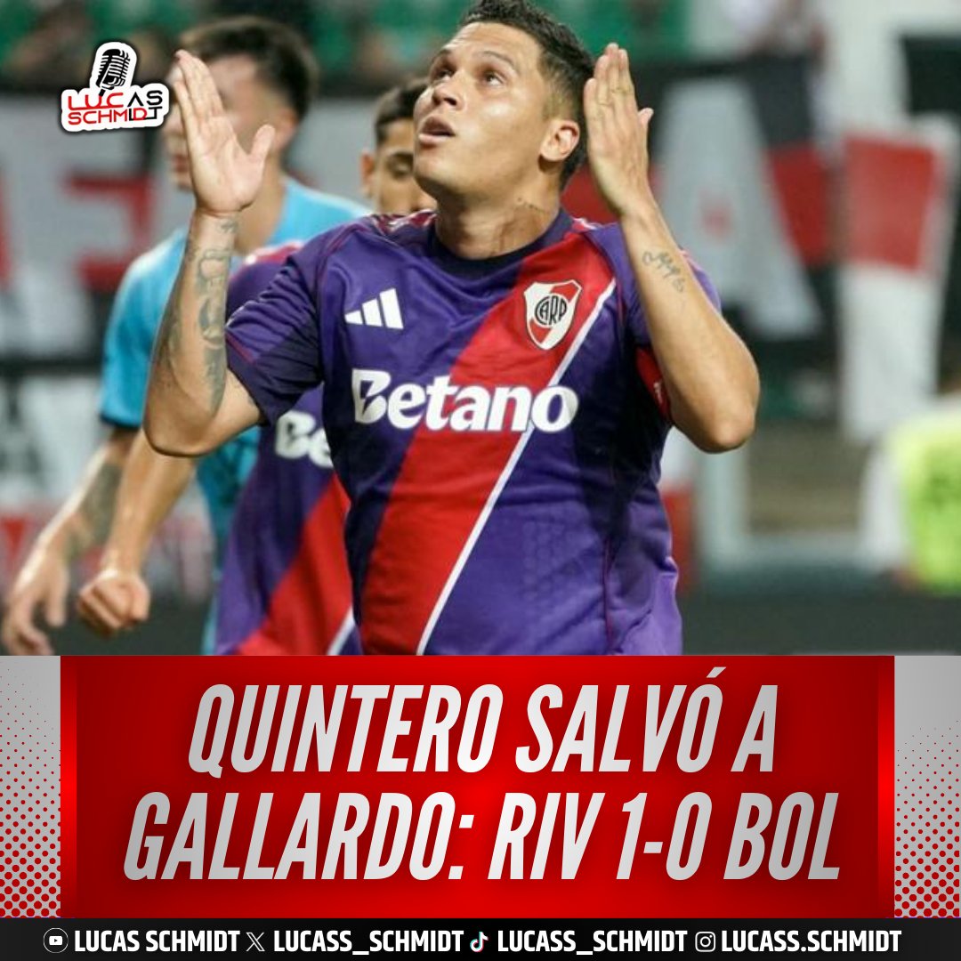 Quintero salva a Gallardo y River avanza en la Copa Argentina

En un partido complicado por los 32avos de final de la Copa Argentina 2026, River Plate derrotó 1-0 a Ciudad de Bolívar con un gol de Juan Fernando Quintero de penal a los 87′.