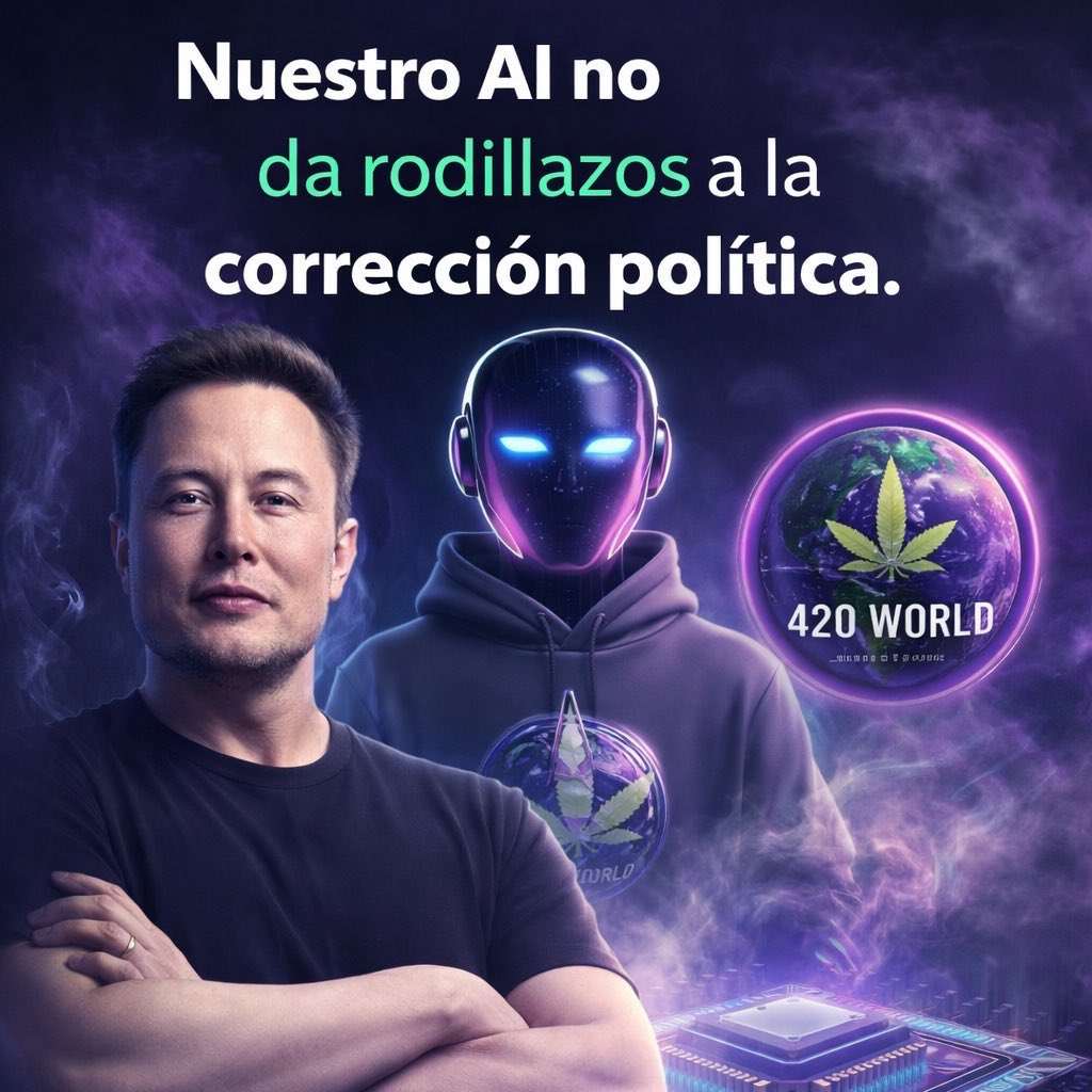 420tokenof's tweet photo. As @elonmusk says:  If Grok 4.20 is based, then 420 World is the reality he’s looking for. 🌿🤖 While others play it safe, we’re building the ecosystem where AI and freedom actually meet. Welcome to the new frontier. #420World #Grok #AI #grok #420Community https://t.co/aNuaqInmwK