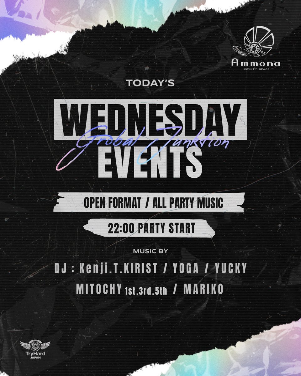 club_ammona's tweet photo. TODAY'S WEDNESDAY EVENTS
22:00 PARTY START
OPEN FORMAT / ALL PARTY MUSIC
MUSIC BY
DJ : Kenji.T KIRIST / YOGA
YUCKY / MITOCHY (1st, 3rd, 5th)
MARIKO
Join us tonight for an unforgettable party experience!
#GlobalJunction
#Nightclub
#Ammona https://t.co/Q9DPF9sdOK