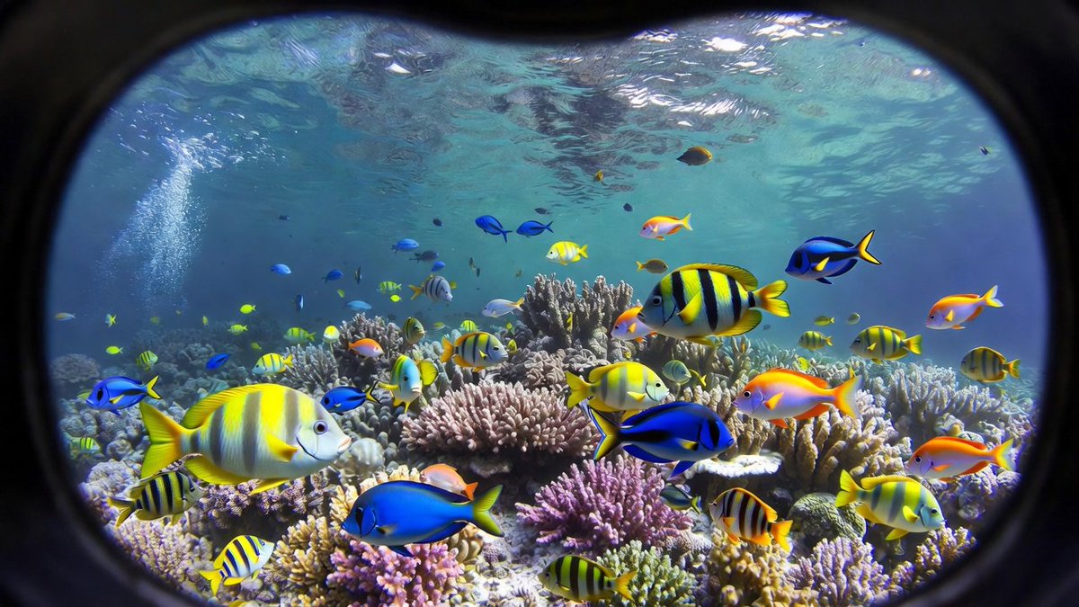 A Peaceful Escape - 21

A thriving coral reef, evoking submersion in a vibrant, bubble-filled underwater haven teeming with tropical fish like sergeant majors and butterflyfish.

- Image by Grok